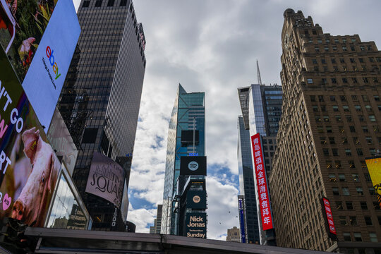 Hotels, office buildings and billboards in Time Square midtown Manhattan New York City New York USA