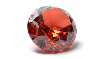 Fototapeta premium A single, brilliant, faceted red gemstone sparkling under studio lighting.