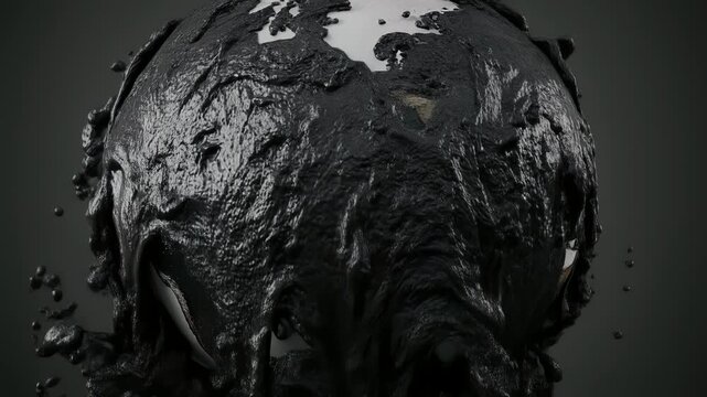 黒いタールが地球を覆う環境汚染と持続可能な未来を問う地球環境問題コンセプト