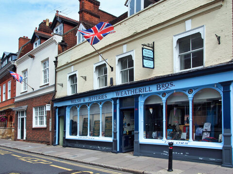 Traditional English main street tailor shop, Eton High Street, established in 1865