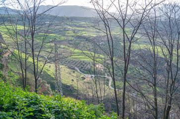 Spring landscape seen from above near Ronda, Spain
