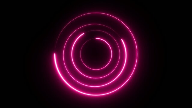 Pink glowing concentric circular light trails with a dark Generate title without using the word "Title:" before it. background and smooth gradient transitions