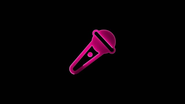 Pink glowing microphone with smooth neon edges on dark Generate title without using the word "Title:" before it. background