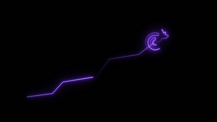 Purple neon line of a stylized snail on a Generate title without using the word "Title:" before it. black background with a glowing trail comp 1203 © The_Dream_Stock