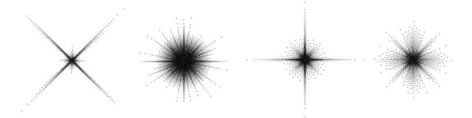 Black star burst, vector grunge sparkle with stipple grainy texture. Pointillism dots star gradient or dotwork pattern. Grain noise halftone © Ron Dale