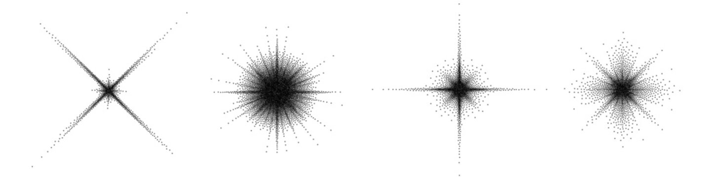 Black star burst, vector grunge sparkle with stipple grainy texture. Pointillism dots star gradient or dotwork pattern. Grain noise halftone