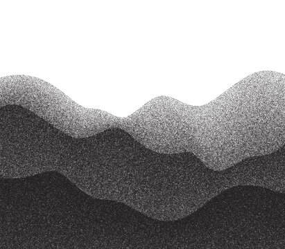 Wave gradient pattern with grain stippling halftone dots and retro graphic landscape texture
