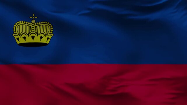 Liechtenstein Flag in Motion: The national flag of Liechtenstein, with its vibrant colors and royal emblem, billows gently, symbolizing the nation's pride and heritage. A symbol of unity.