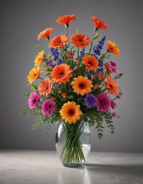 A spotlight shining on a beautiful flower arrangement in a modern glass vase, interior, flower, fresnel