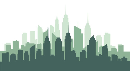Fototapeta premium Vector illustration of background with green city skyline silhouette