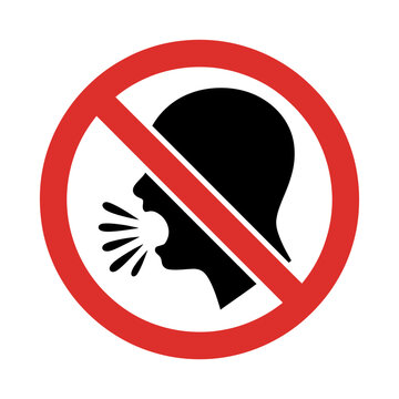 No talking or coughing sign with red circle and line
