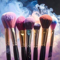 A vibrant arrangement of colorful makeup brushes (1)