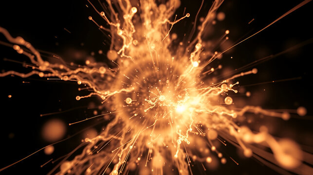 Slowmotion closeup of a photonuclear reaction flash, revealing the intricate and explosive nature of the nuclear interaction.