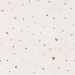 Seamless watercolor pattern with vertical pastel stripes in pink, red and gray on light textured background. Minimal hand painted striped design.