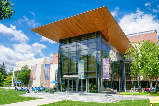 Williamstown, MA - USA: View of front entrance to the Williamstown Theater Festival during festival season