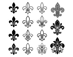 Fototapeta premium Black and White French Lily Vector Elements for Decorative Borders Ornament and Tattoo Art