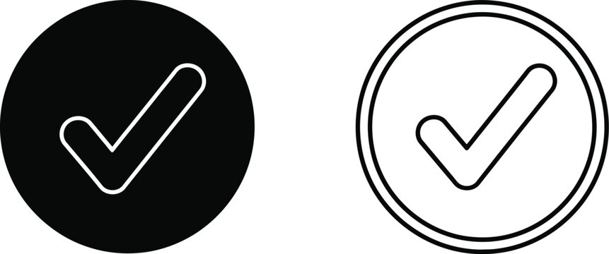 Checkmarks icons isolated on transparent background, Vector