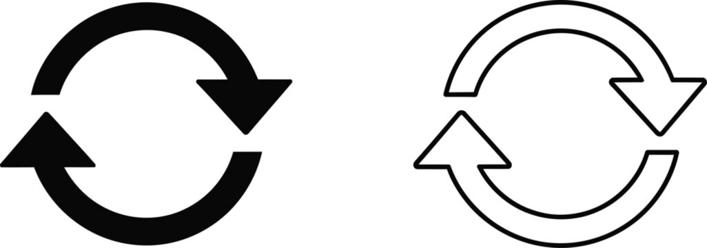 Refresh arrows icons isolated on transparent background, Vector