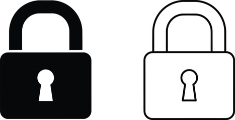 Black and white lock icons isolated on transparent background, Vector © Sultan