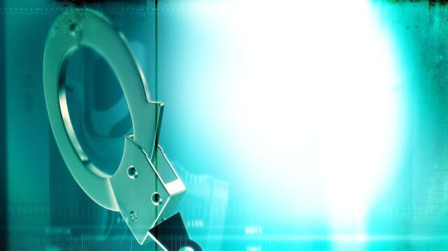 blue abstract loop motion background with handcuff reflection