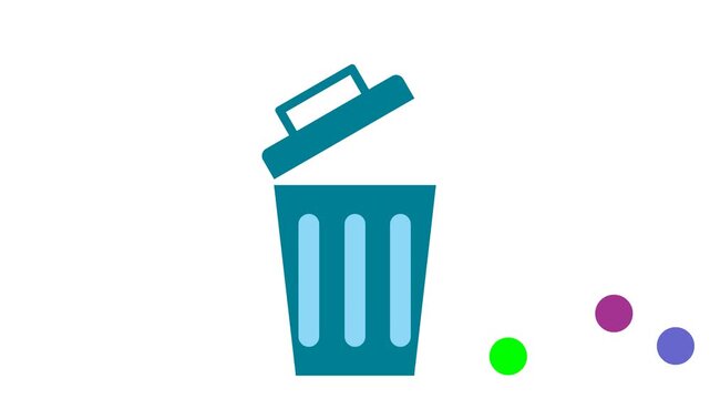 animated vector icon of trash can, simple for cleaning animation.