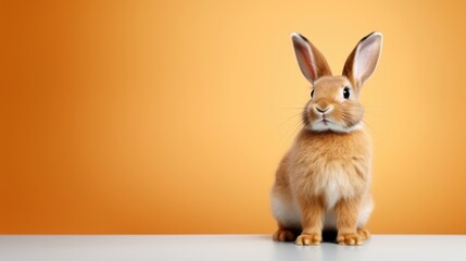 cute animal pet rabbit or bunny brown color smiling and laughing isolated with copy space for easter background, rabbit, animal, pet, cute, fur, ear, mammal, background, celebration, generate by AI