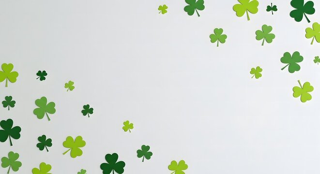Minimal shamrock paper cut background for St Patrick design