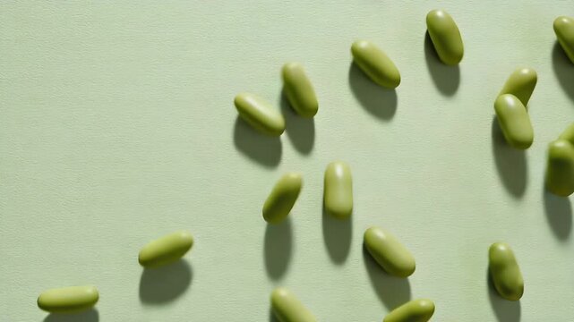 真上から整列させた緑の豆のパターン、情報図表やパッケージ背景向け