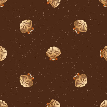 Vintage Coastal Shell Seamless Pattern Subtle Texture Ethnic Tribal Beach Background