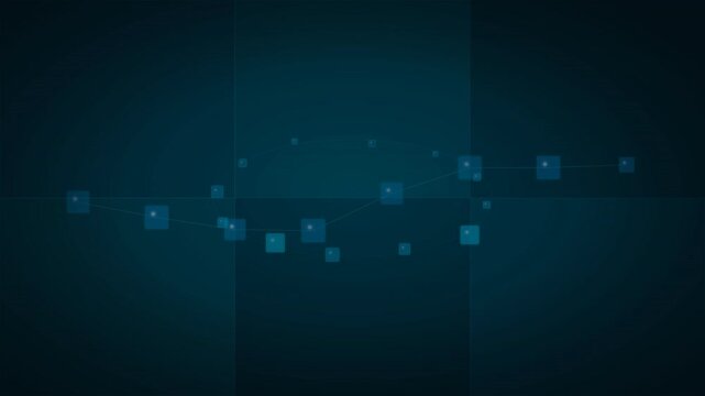 Blockchain Network Abstract Seamless Animation, Med Complex Teal Cyan Dynamic Technology Background