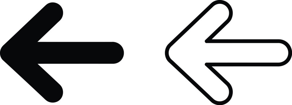 Black and white arrows pointing left and right isolated on transparent background, Vector