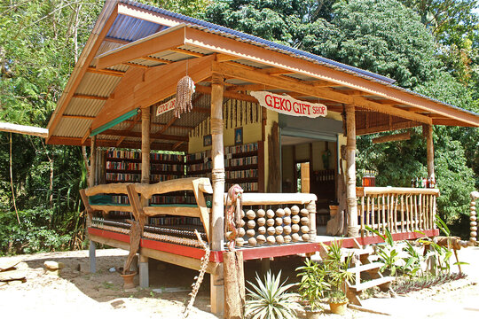 Ko Samui, Thailand - February 15, 2016: Geko Gift Shop with books Collection from all over the world in the middle of Ko Samui Island in Thailand