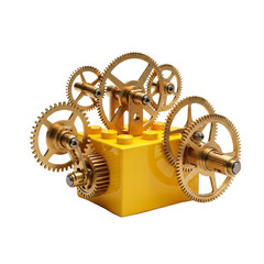 Naklejka premium Gears and Lego brick complex machinery