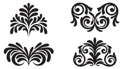 Set of floral design elements, ornate vignettes, decorative damask motifs, vintage calligraphic ornaments © MDIKRAM