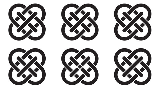 Celtic knot design with interwoven loops and crossing elements, traditional art motif