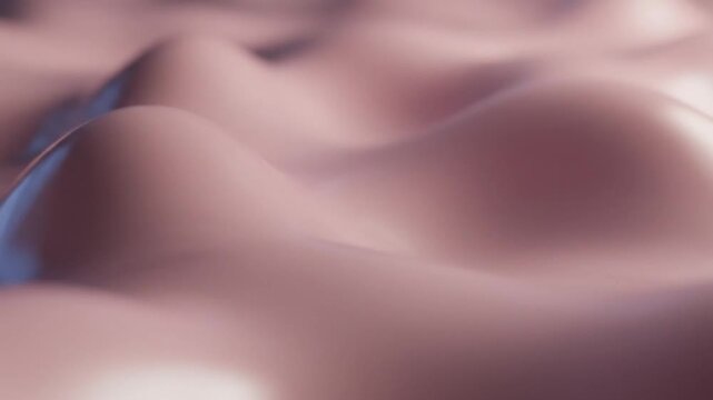 Abstract wavy rose gold fluid surface with soft light and shadows