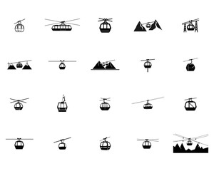 Cable Car Gondola Silhouette Set ski lift aerial tramway 1 © Elite Graphics Takal