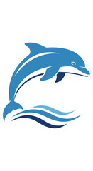 Obraz premium Blue Dolphin Swimming Ocean Water.