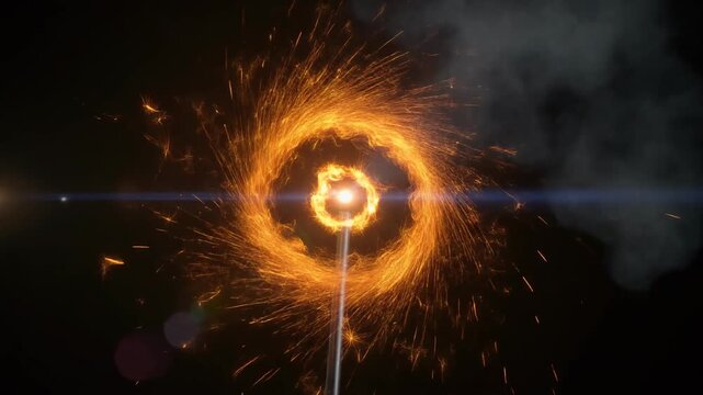 Dramatic Spark Ring Fire As It Lights.