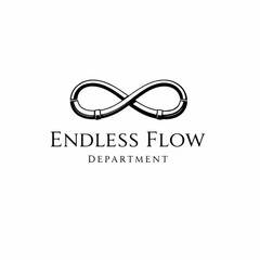 Infinity symbol logo design for endless flow department branding minimalist black monochrome professional identity