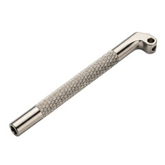 Metal handle with textured grip and elbow joint