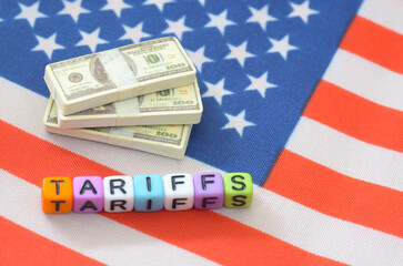 Fototapeta premium US Import Tariffs and Trade Policy Concept with Cash