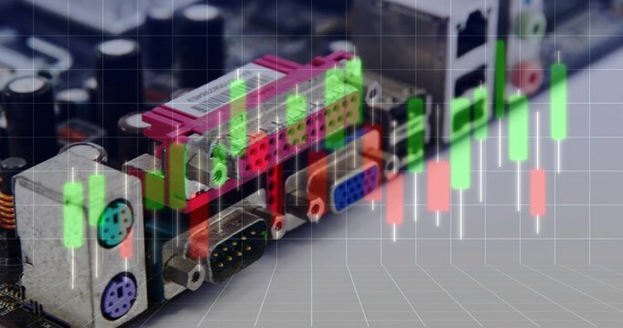 Vertical video: Showing candlestick overlay on data update above rear I or O connectors in studio