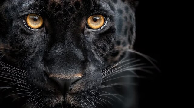 Intense black panther close-up