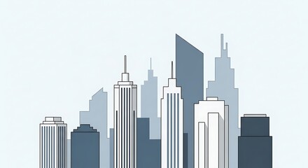 Obraz premium City skyline with modern skyscrapers illustration.
