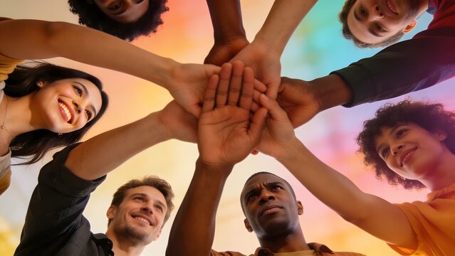 teamwork hands together motivation concept