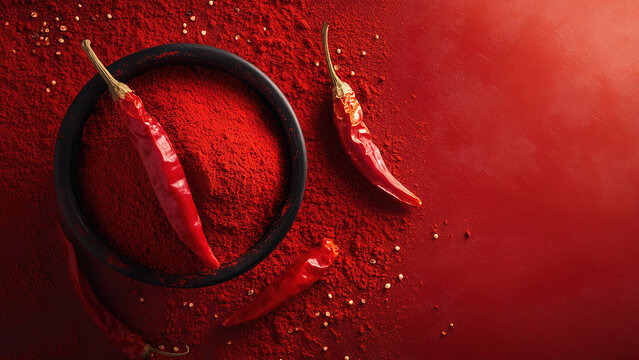Hot red chili powder in a bowl isolated on concrete stone background