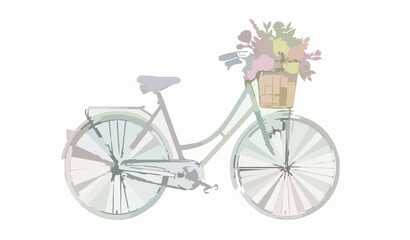 Fototapeta premium Romantic love bicycle watercolor vector illustration