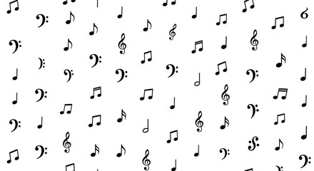 Fototapeta premium Repeated Musical Symbols and Notes Pattern