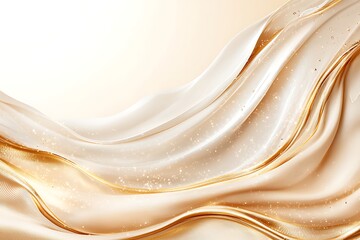 Obraz premium Elegant flowing silk fabric with golden accents and soft shimmering light background